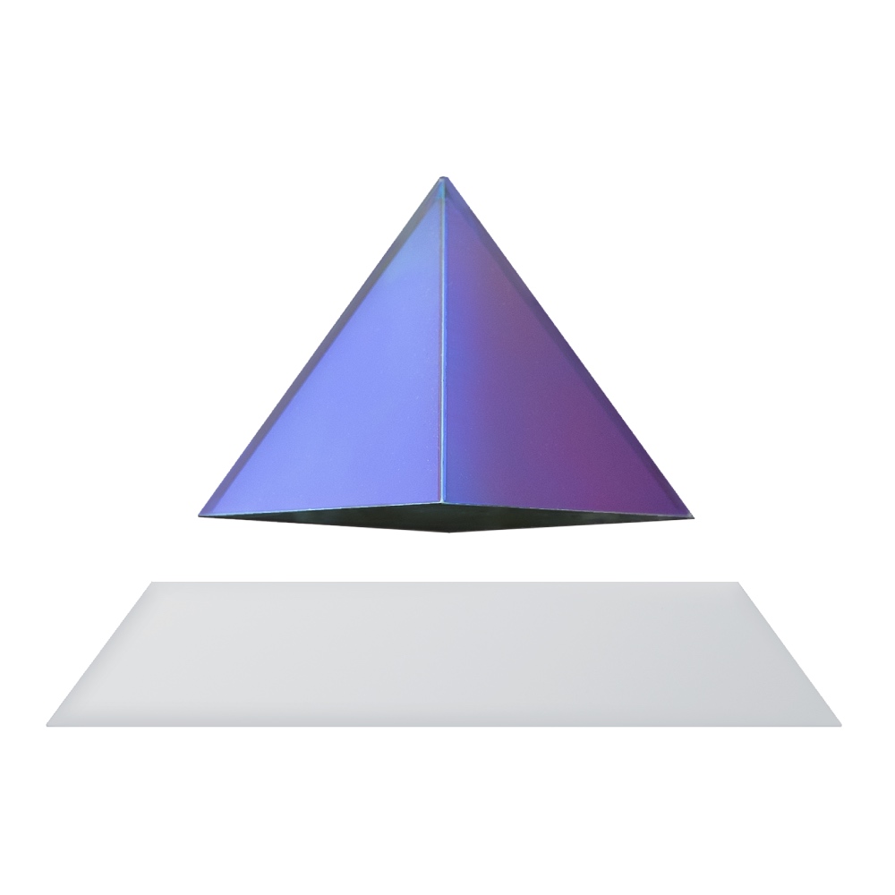 Levitating pyramid Py by Flyte White-Iridescent